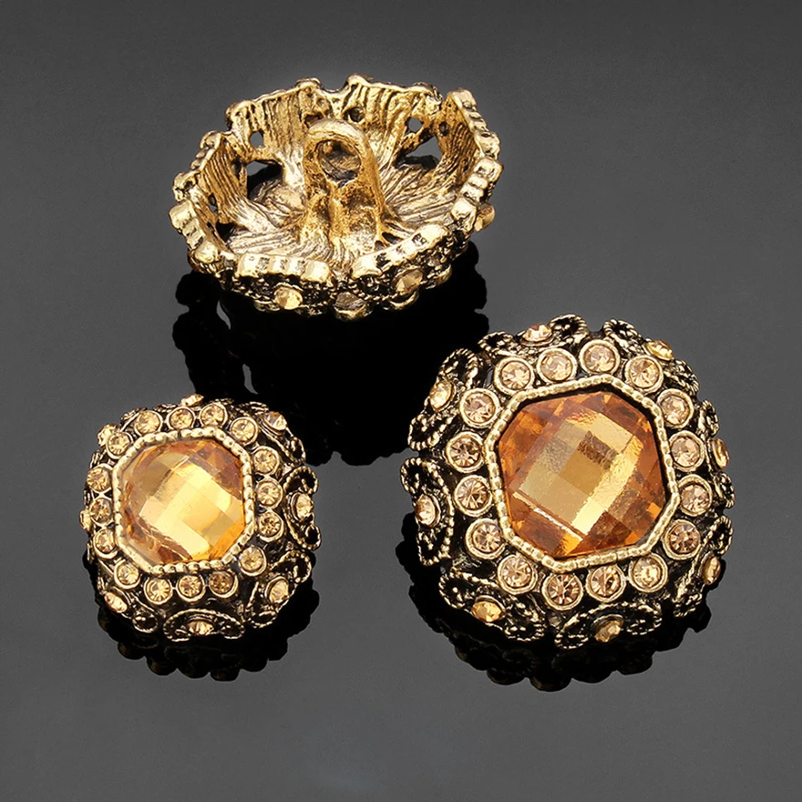 17/23 мм восьмиугольные пуговицы Стразы в стиле ретро украшение для одежды из