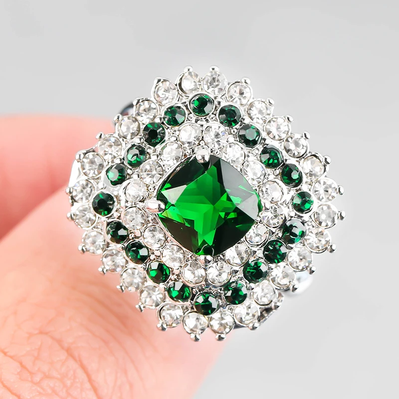 Роскошная женская обувь расшитая зелеными стразами Кольца для женщин украшения