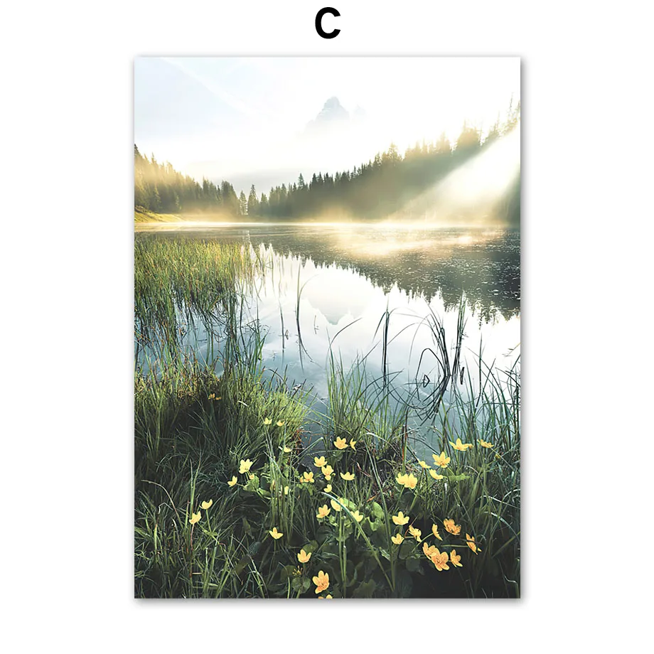 

Natural Landscape Flower Poster Nordic Style Waterproof Ink Painting Print Art Painting Modern Bedroom Decoration