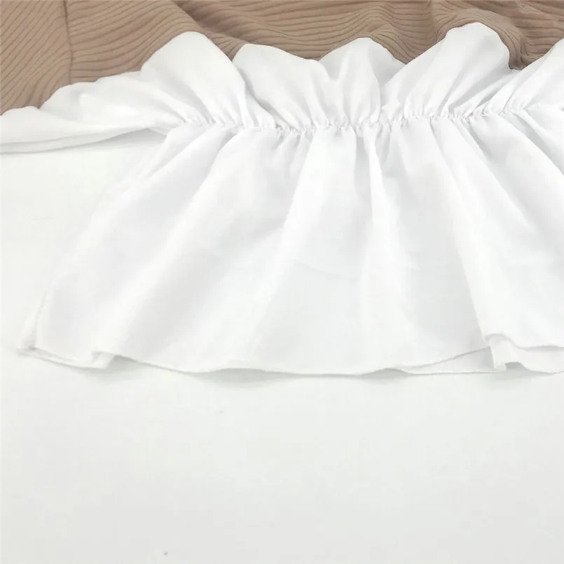 Women's Ruffled Stitching Sleeve Round Neck Long Sweater Top #4n07 |