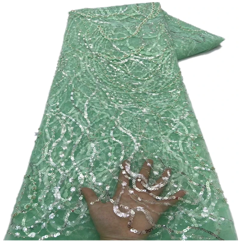 

African Sequins and beads Lace Fabric High Quality Lace French Lace Fabric Sewing Nigerian Lace Fabrics For Dress XZ-250