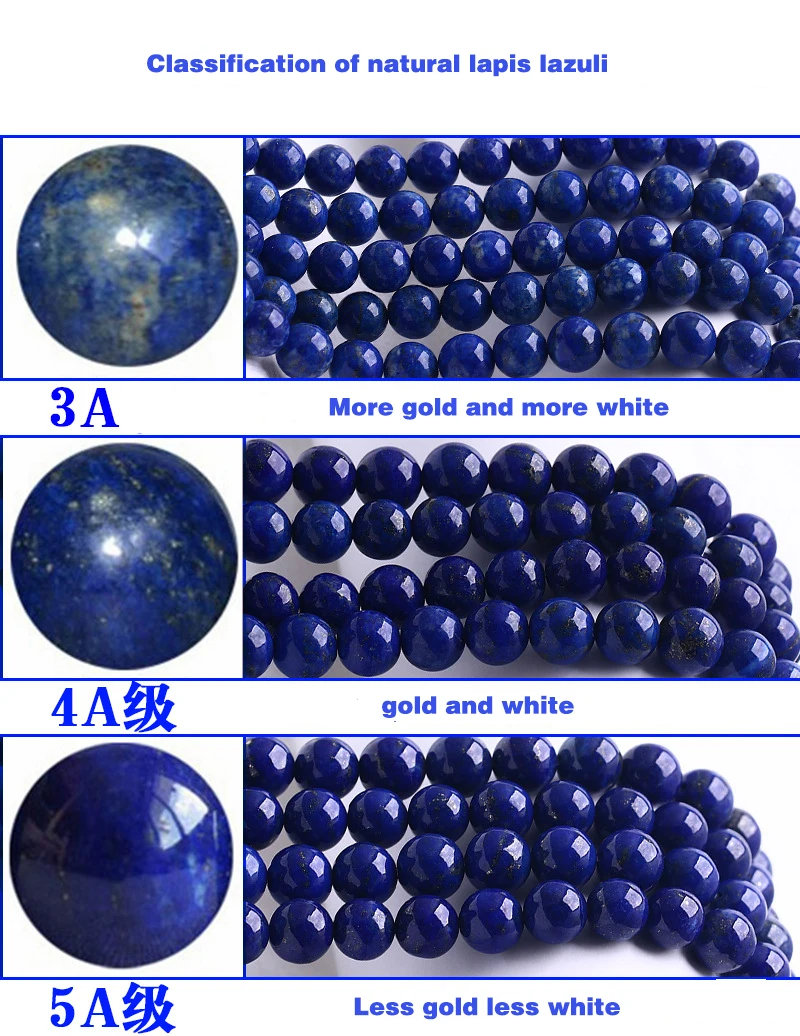 

ICNWAY Natural Round 3-5A Grade Lapis Lazuli Stone Beads 4-10mm for Jewelry Making 15inches DIY Jewellery Wholesale