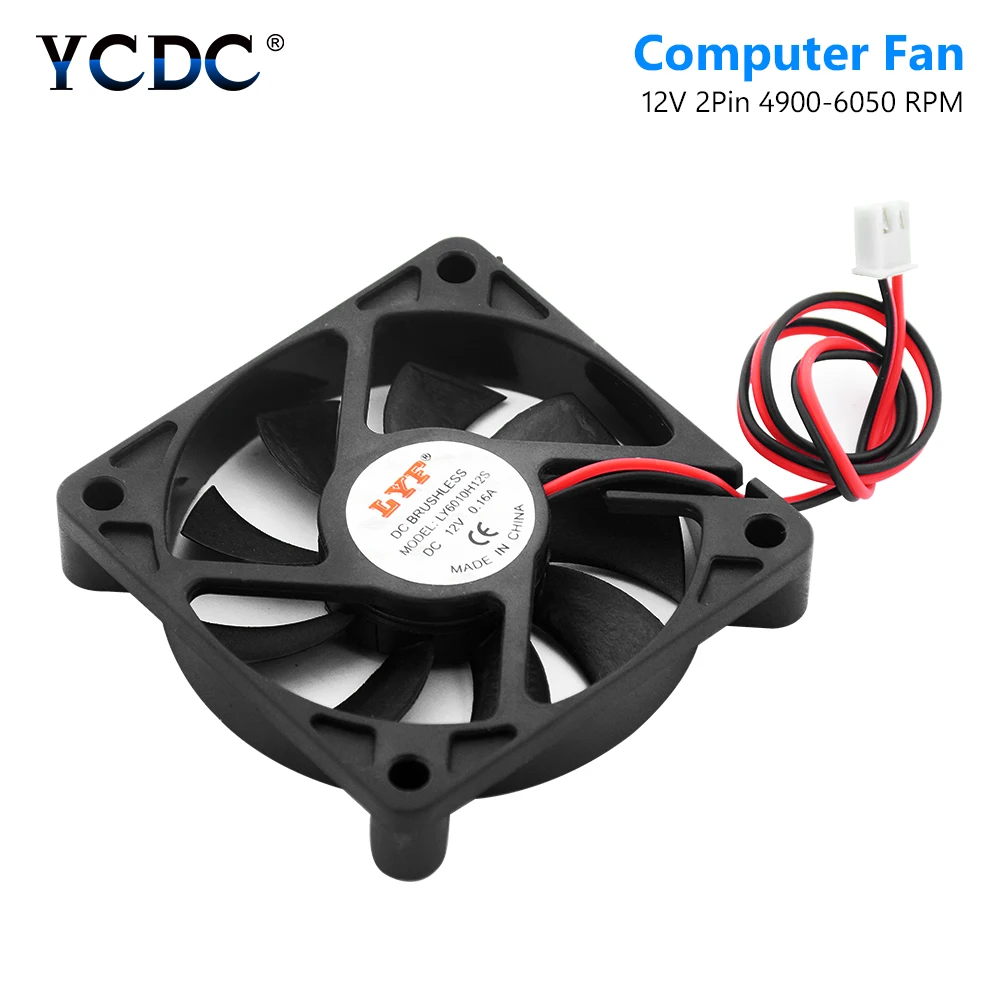 

4pcs 12V 60mm 6010 DC Fan 60x60x10mm 6cm Cooling Cooler Fan Computer PC CPU Case Cooling Ball Bearing Fan 3d Printer Fan