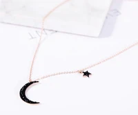 hot moon and stars fashion new goddess luxury women necklace rose gold color luxe jewelry stainless steel