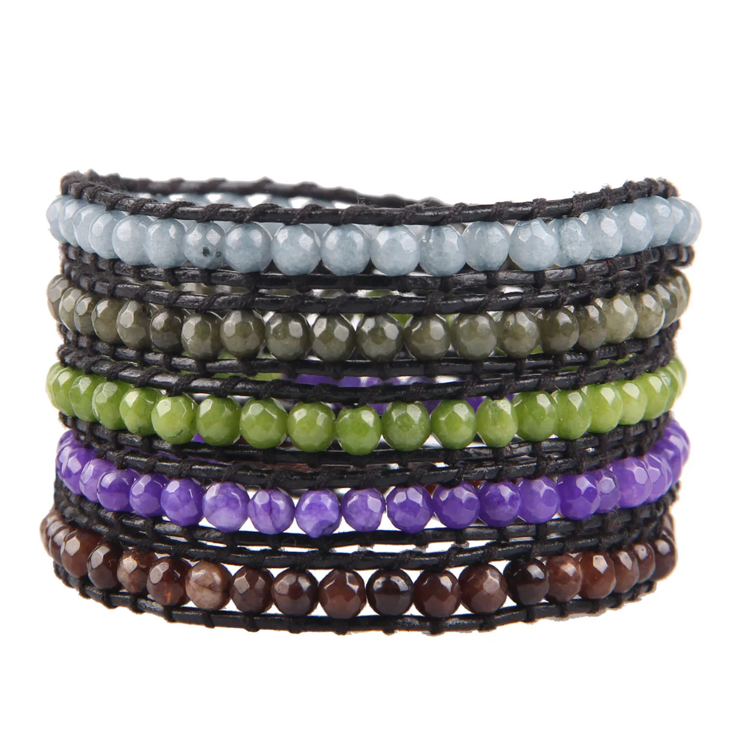 Kelich смесь природных камней браслеты из бусин ручная работа винтажный кожаный 5