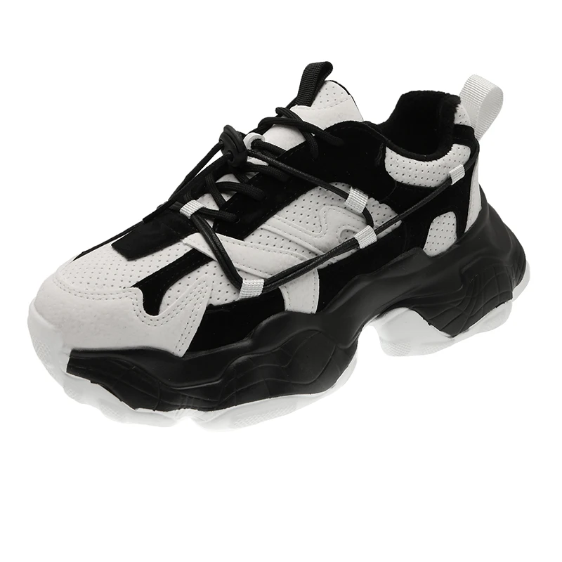 

2021 Women's Chunky Sneakers Fashion Platform Mesh Brand Women Casual Shoes Tennis Female Comfor Black Woman Vulcanized Shoes