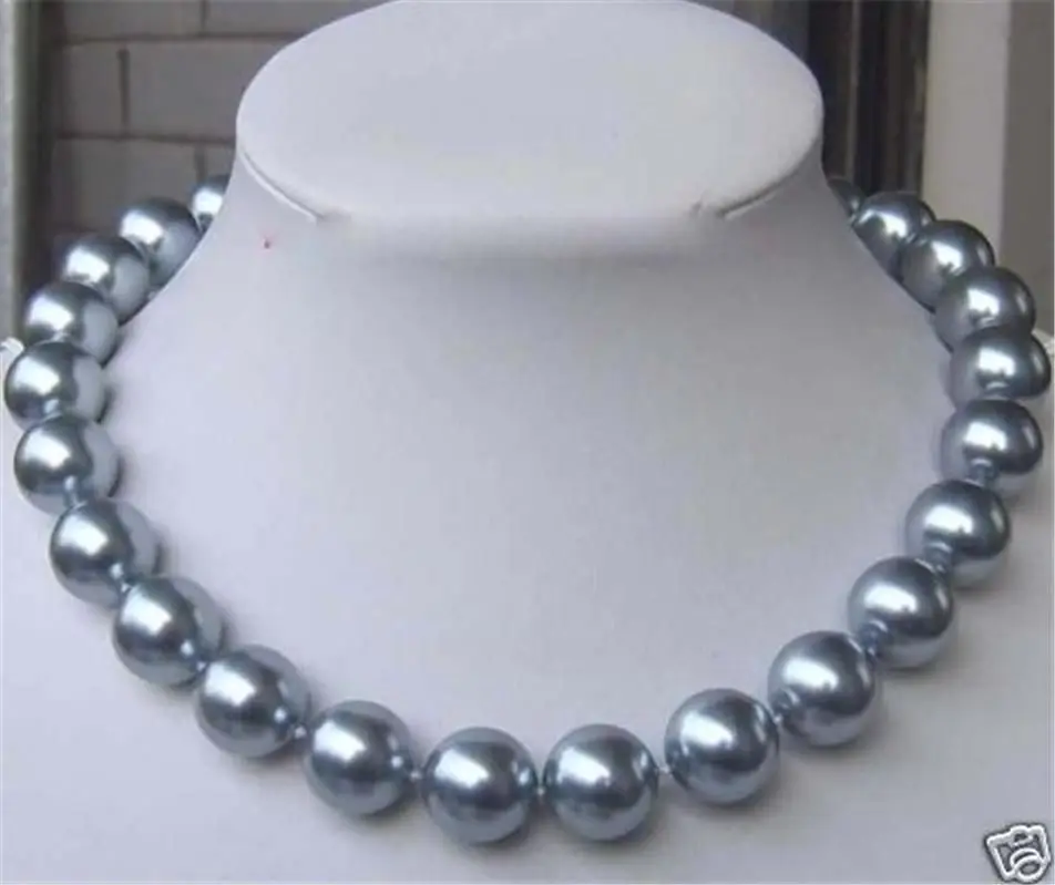

wholesale 12mm 18inches Gray Sea Shell Pearl Necklace