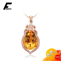 fuihetys necklace 925 silver jewelry with citrine zircon gemstone water drop shape pendant accessories for women wedding party
