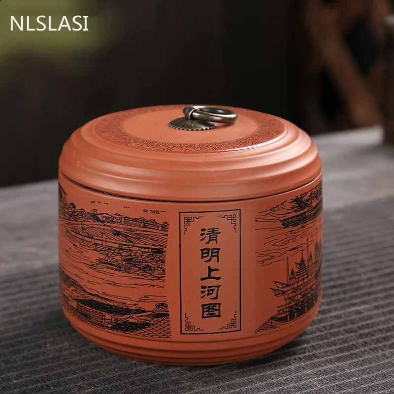 

New purple sand vintage tea jar with lid sealed moisture-proof Pu'er tea storage jar living room home storage jar NLSLASI
