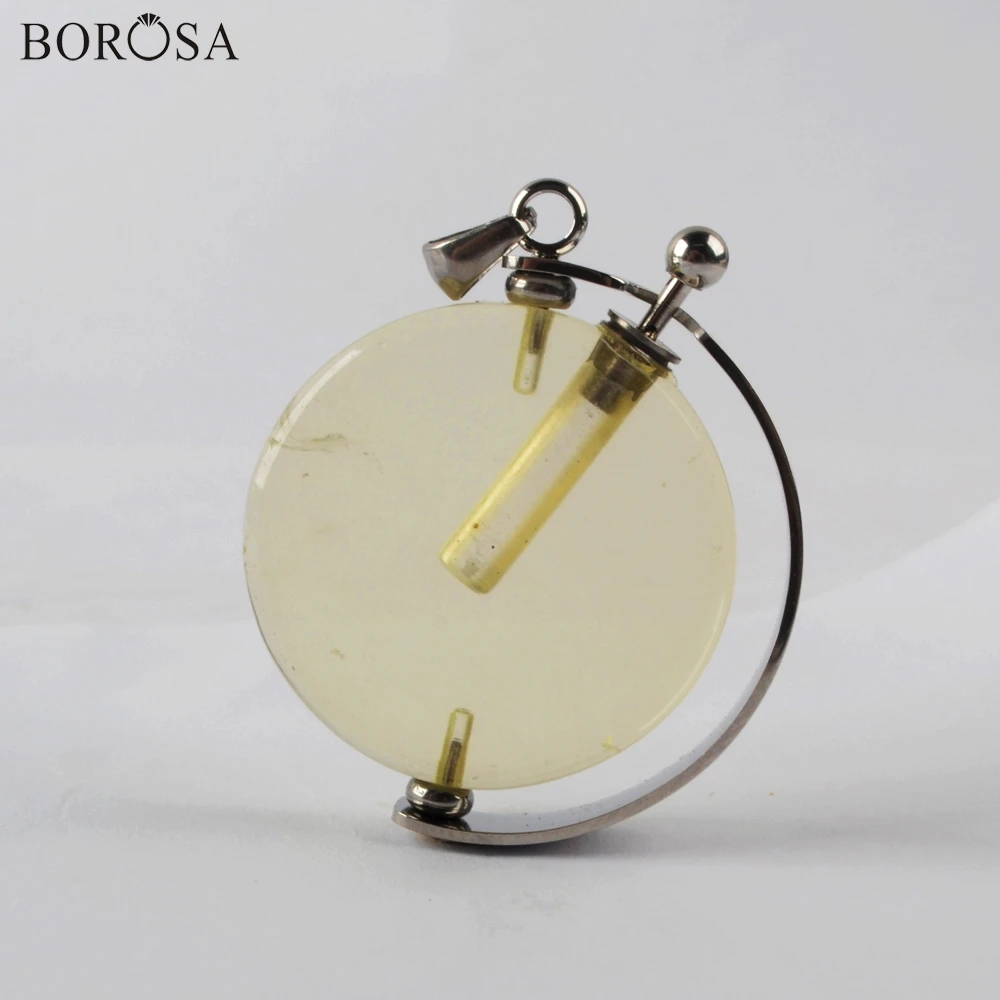 BOROSA Round Perfume Bottle Pendant Diffuser White Quartz Essential Oils Amazing Necklace Women Jewelry WX1304 | Украшения и