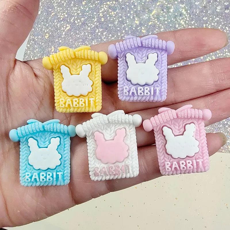 

10Pcs Simulation Rabbit Knitted Sweater Flat back Resin Cabochon Fit Phone Decoration Craft DIY Hair Bows Center Scrapbooking