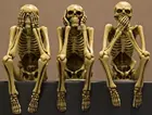 3 парня, скелет, забавный, слушайте, не зло, фото, шелковая фотография, 24x36 дюймов