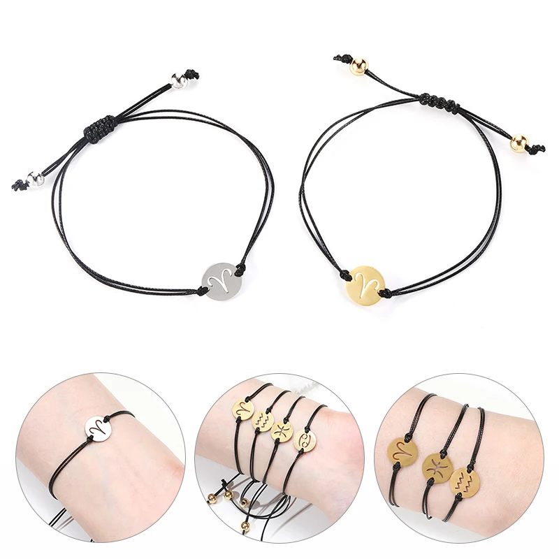 Браслеты с подвесками 12 знаков зодиака из нержавеющей стали|Браслеты шармами| |