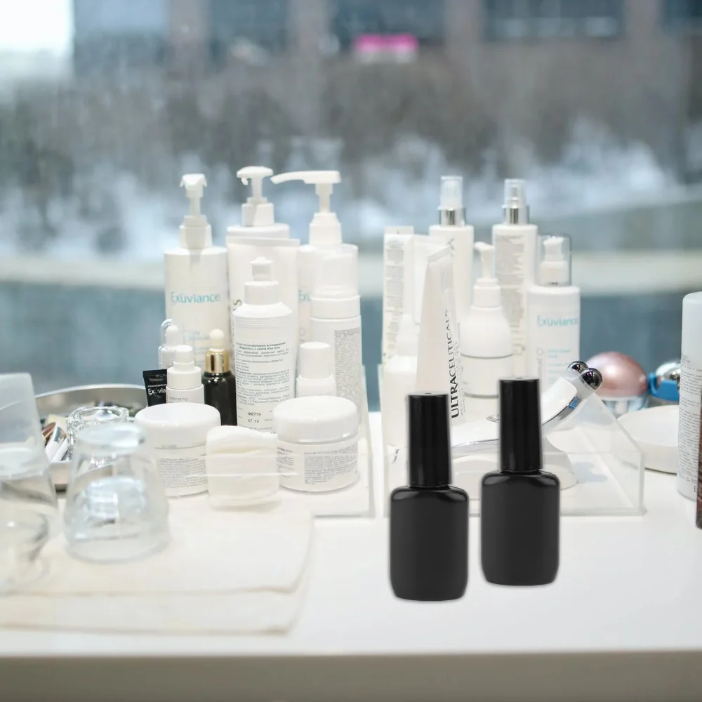

10Pcs Simple Bottle with Brush Wearable Nail Polish Bottle Black