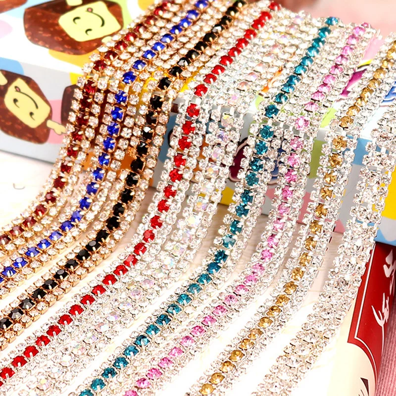 Цепочка для стразы блестящая кристалл страз клея 1 ярд 3 ряда | Дом и сад