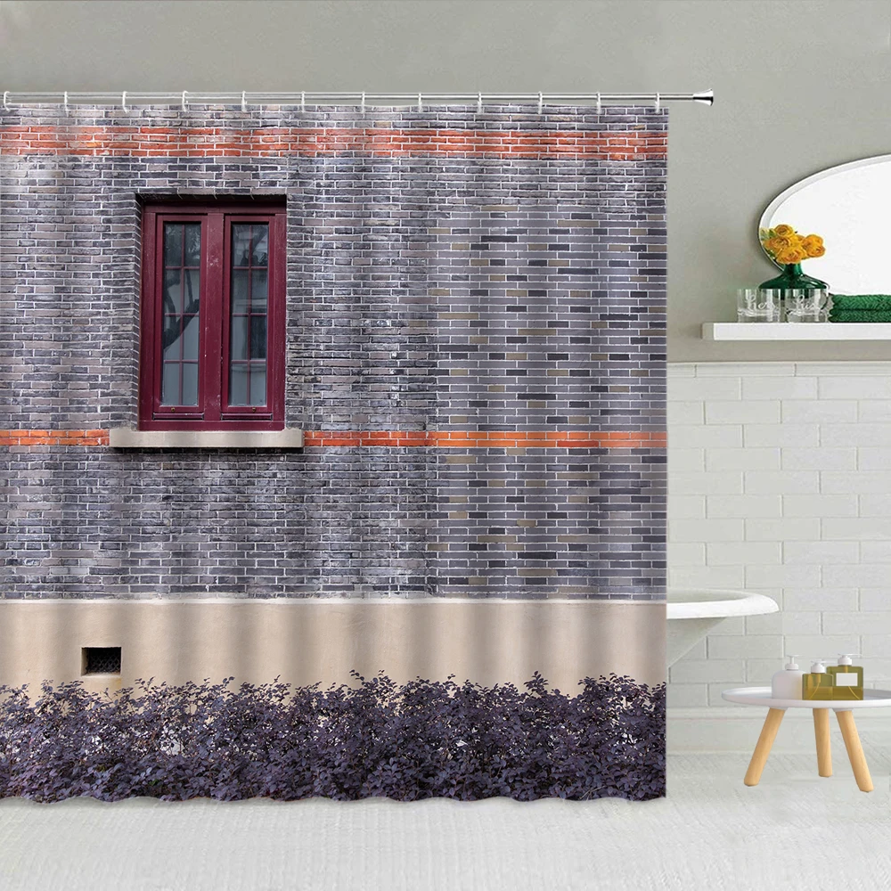 

Chinese Style Classical Building Landscape Shower Curtain Great Wall Pavilion Wall Courtyard Scenery Bathroom Decor Curtains