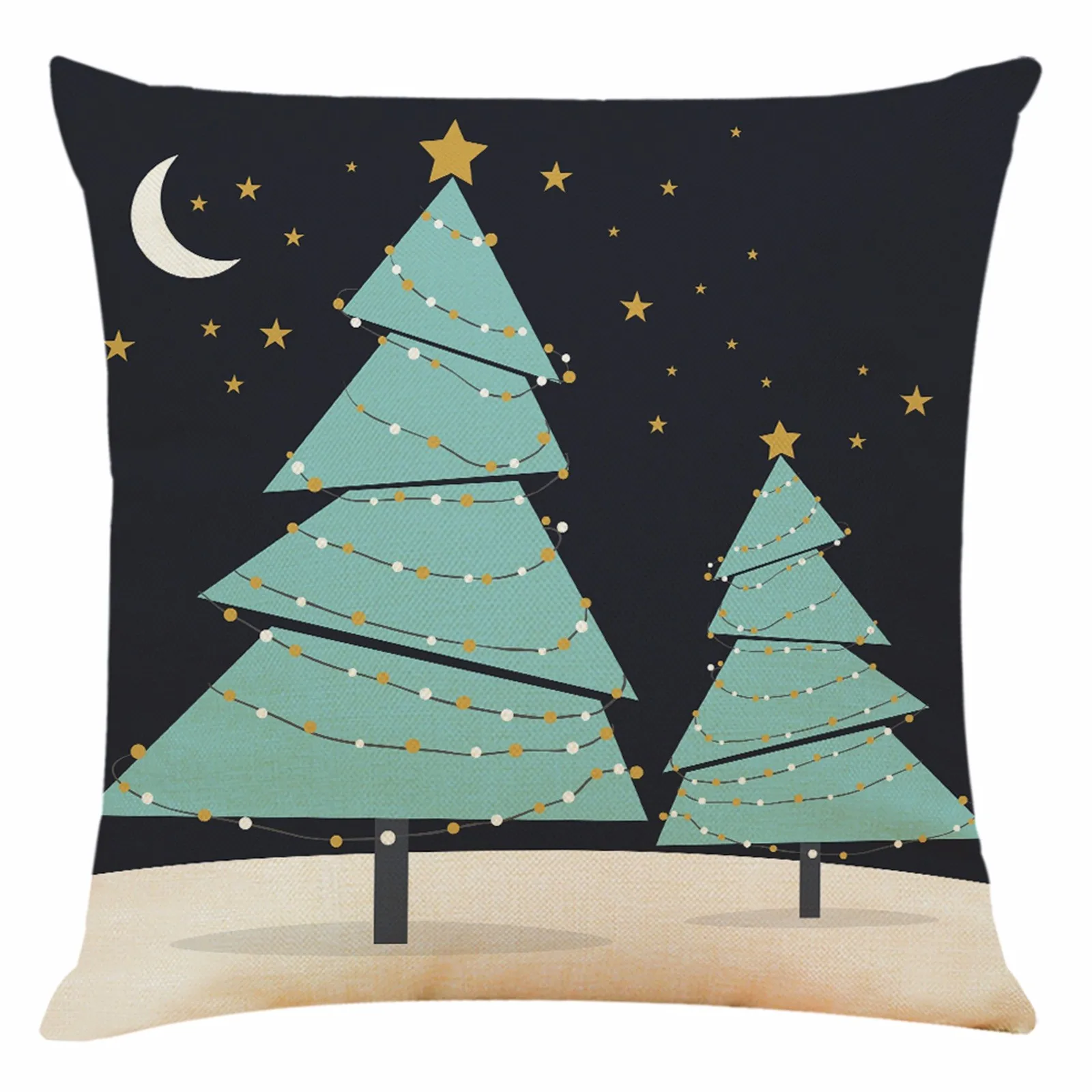 

1pc Lovely Elk Deer Christmas Cushion Cover Decorative Throw Pillow Xmas New Year Decor Home Decoration Linen Blend Pillowcase