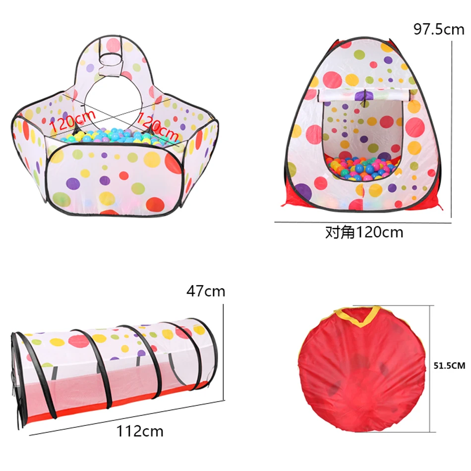 

3Pcs/Set Children's Tent Toy Ball Pool Children Tipi Tents Pool Ball Pool Pit Baby Tents House Crawling Tunnel Ocean Kids Tent