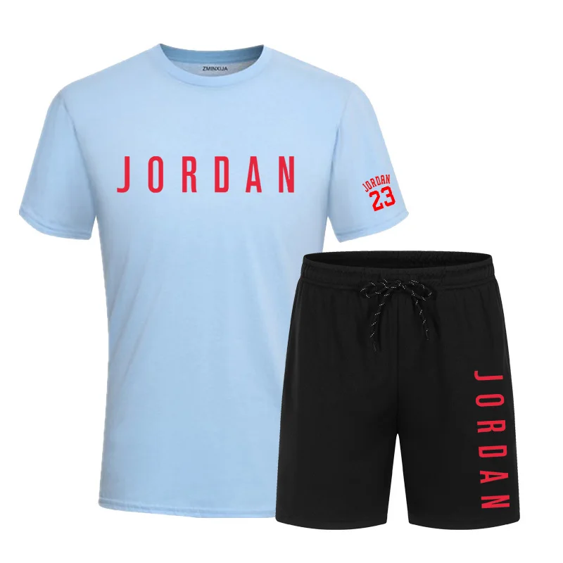 

2021 new hot letter printed T-shirt sports suit couple quick dry casual running suit summer short sleeve shorts 2-piece set