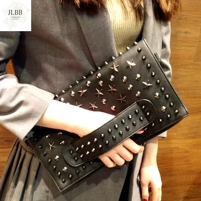 

Rivet Women Day clutch bag Drand design ladies Clutches PU leather Shoulder bag for female Luxury party lady evening bag handbag