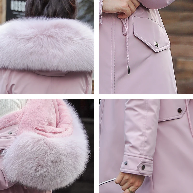 

2020 Winter Jackets For Women Long Solid Wool Liner Long Female Parkas Plus Size Hooded With Fur Collar Slim Thick Coat Ladies