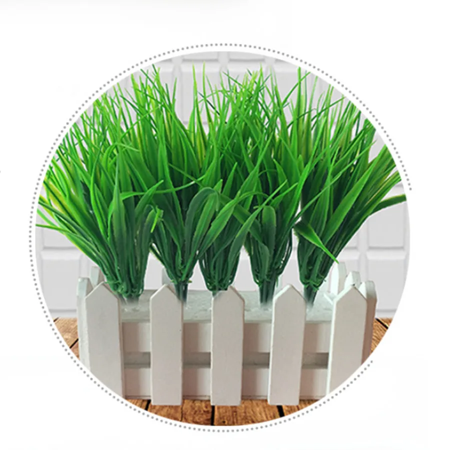 7-fork Green Imitation Plastic Artificial Grass Leaves Plant for Engagement Wedding Home Decoration Clover Plants Table Decors