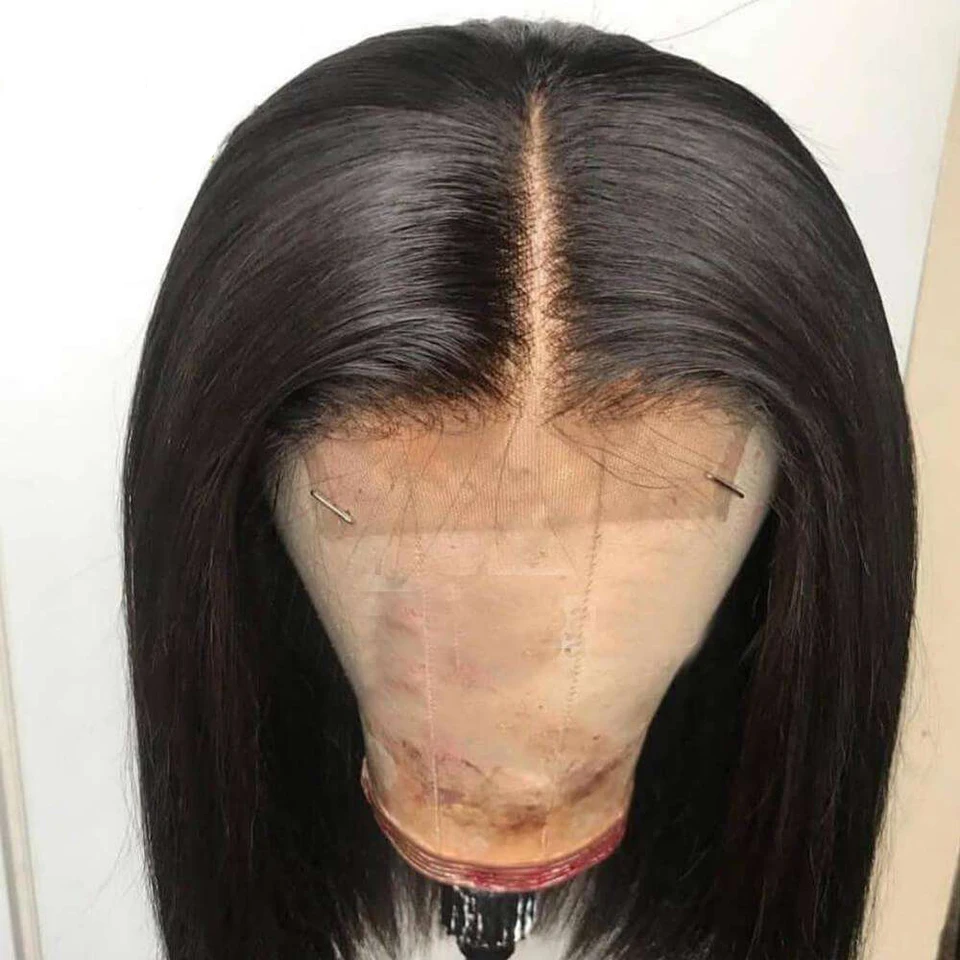 Dianteira do Laço do Osso em Linha Frente do Laço Perucas de Cabelo Humano para as Mulheres Peruca de Fechamento Peruca de Cabelo Polegada Peruca Reta 4x4 Brasileiro Humano Longo 30 32 34 36 7 Apliques com cabelo humano