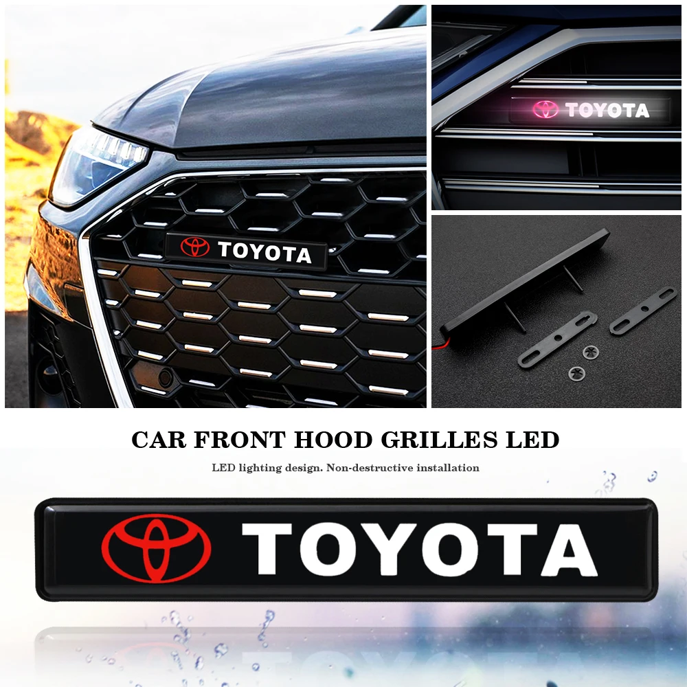 

Car Front Hood Grille Led Light Emblem Badge Decorative Lights for Toyota Camry Chr Corolla Rav4 Yaris Prius Car Accessories