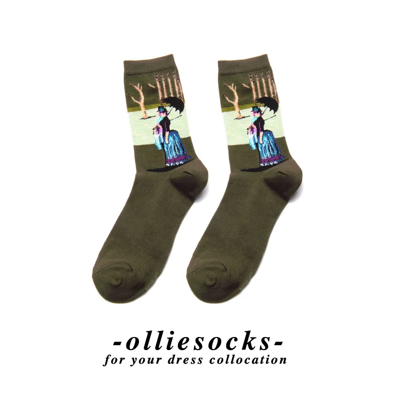 Хит продаж мужские носки осень и зима Ретро стиль искусство Ван Гог Фреска