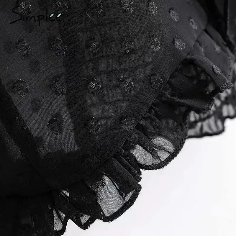 Simplee шифоновая блузка в горошек с v-образным вырезом женские прозрачные