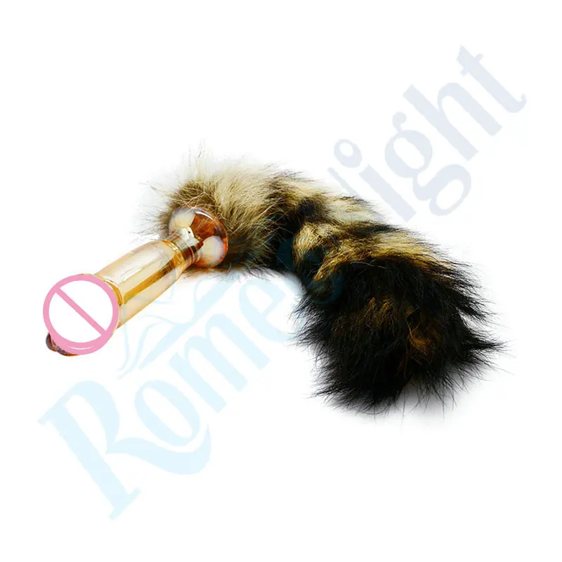 Стеклянные хрустальные фаллоимитаторы типа Анальная пробка лисий хвост