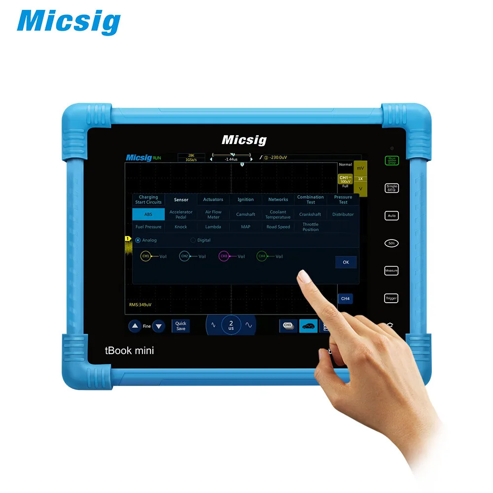Профессиональный автомобильный планшетный осциллограф Micsig ATO1104 сенсорный 4CH 100