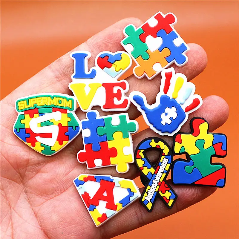 

Funny Puzzle Style Shoe Charms Novelty Autism Friendly Garden Shoes Accessories Decoration fit Buckle Croc Jibz Kids Gifts