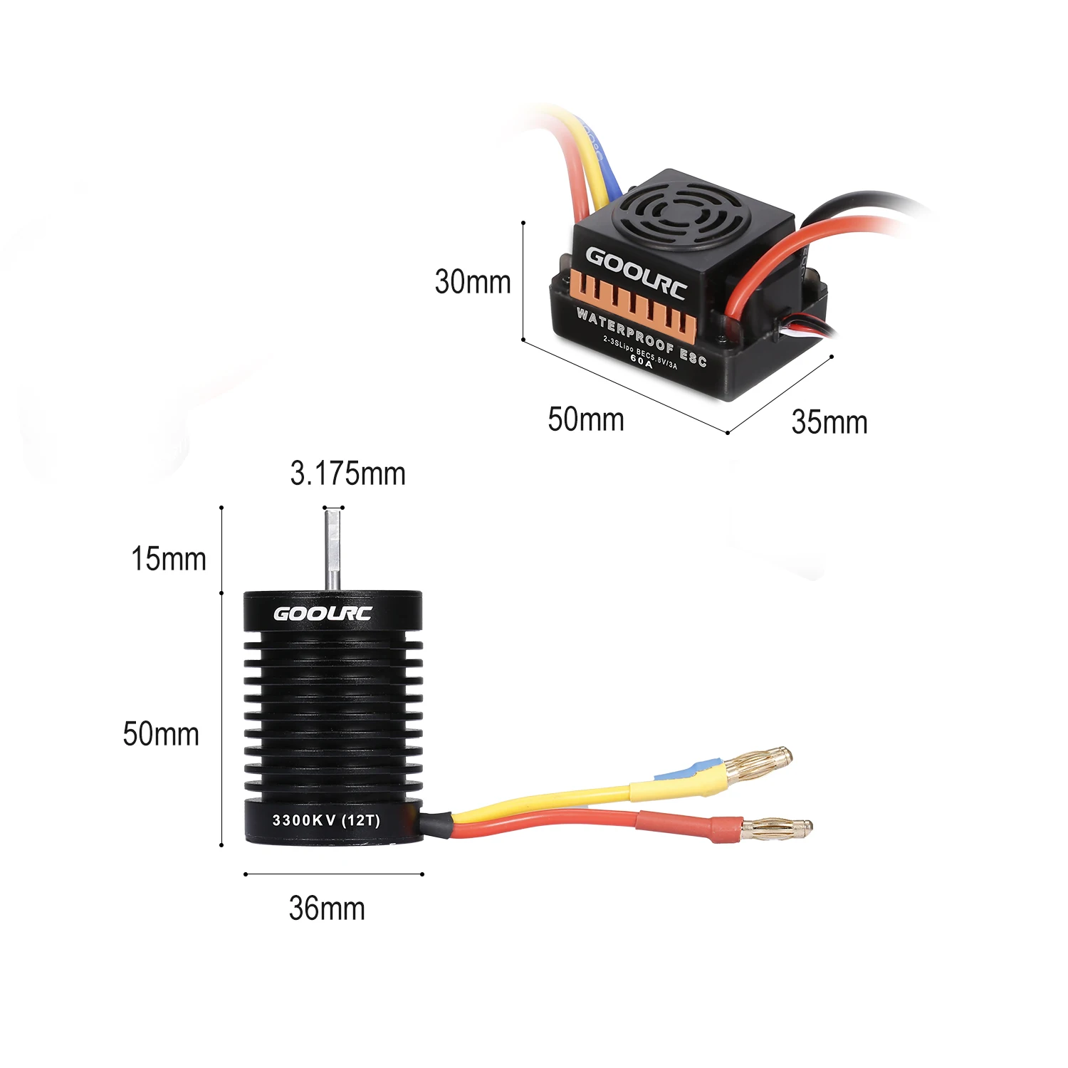 GoolRC 12T/13T Мотор 3650 3300KV/3000KV бесщеточный мотор 60A ESC электронный регулятор скорости 5 8