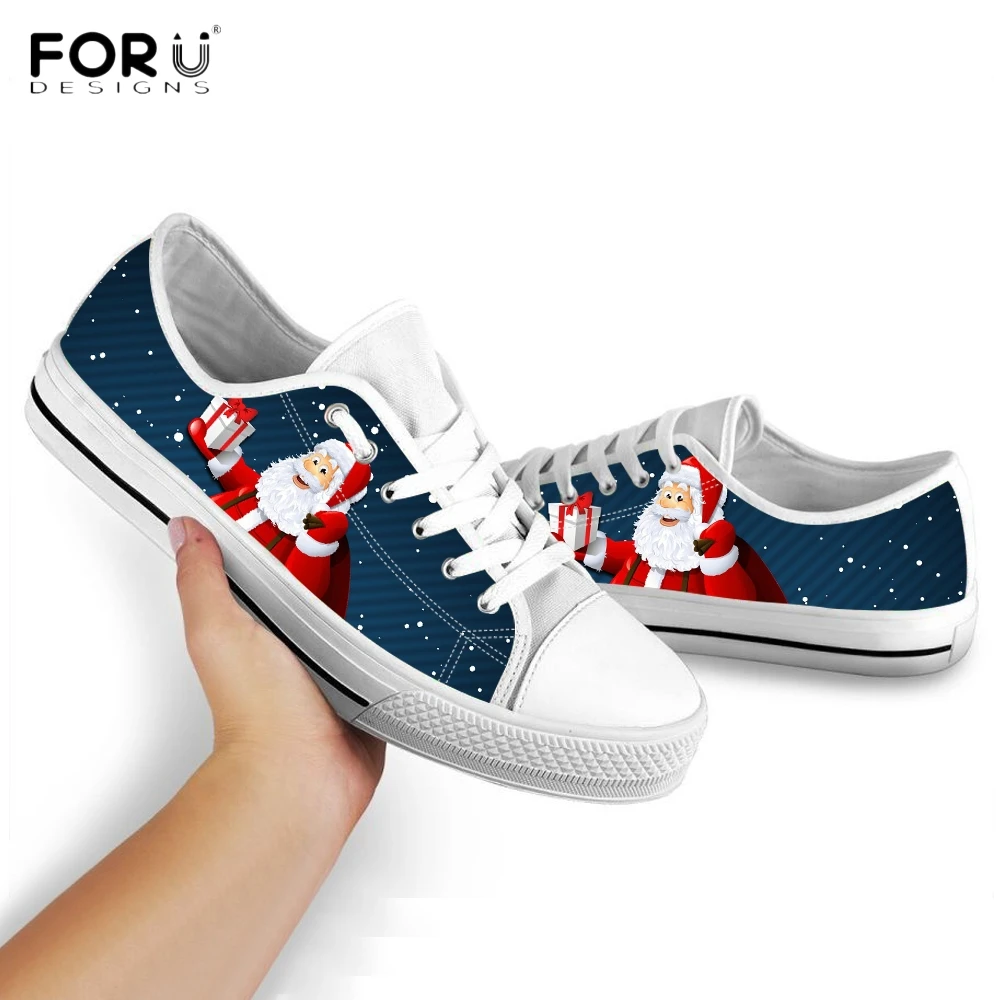 Женские кроссовки с низким верхом FORUDESIGNS рождественским рисунком Санта-Клауса