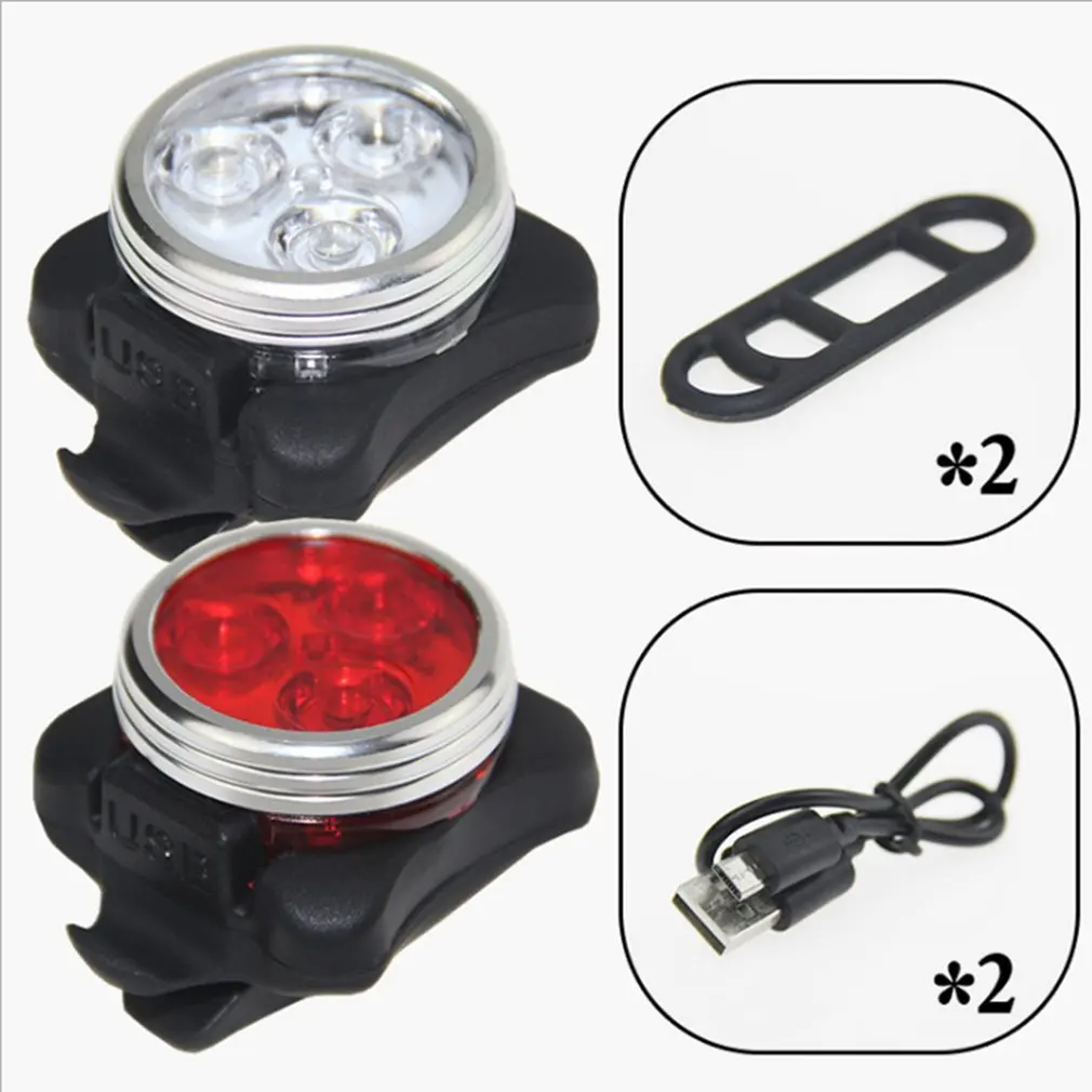 

Led Bike Light Set Usb Rechargeable Ipx4 Water Resistant Bike Lights Headlight Taillight Red+White 2 Pieces