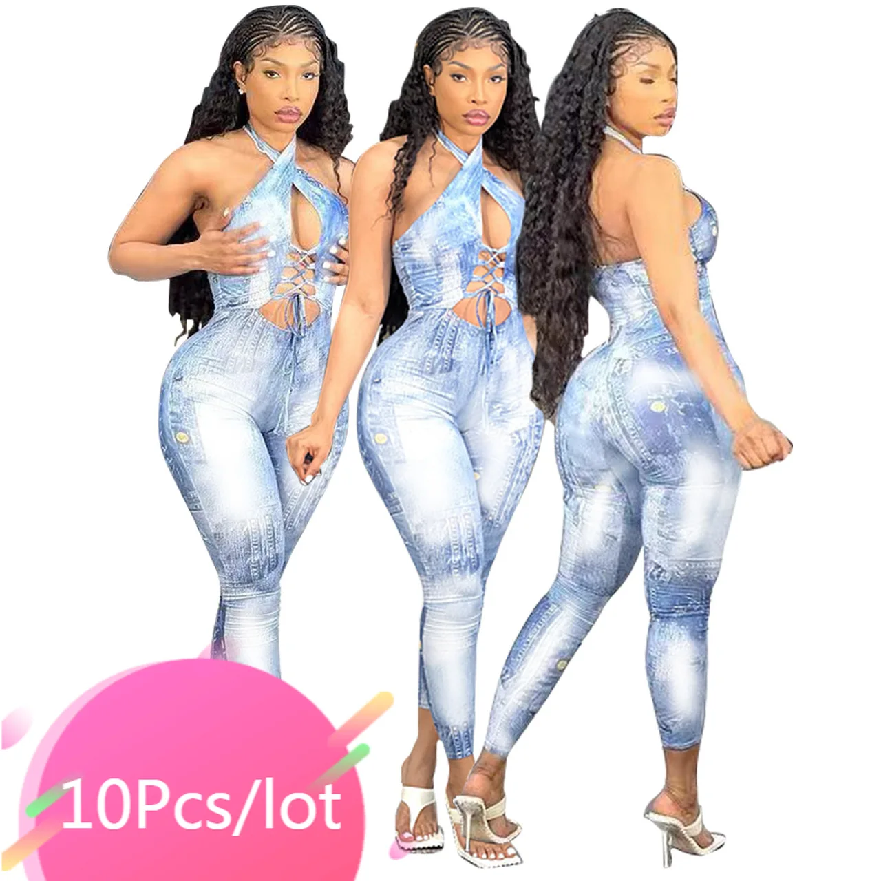 

Bulk Items Wholesale Fashion Outfits for Women Hallow Out Tie Dye Jumpsuit Sexy Bodycon Rompers Long Pants One Piece Overalls