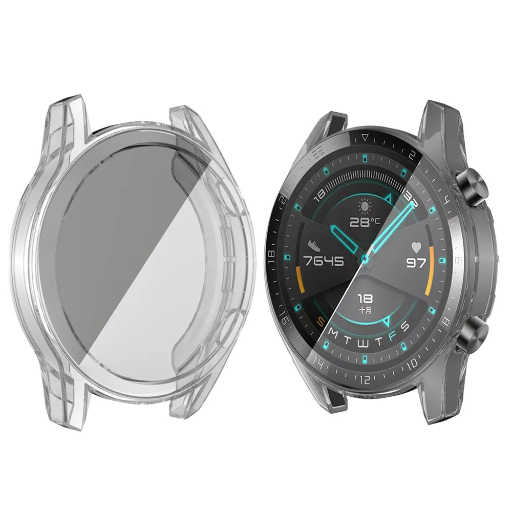 clear Совместимость с huawei Watch GT2 46 мм полный чехол с встроенной защитной пленкой - Цвет: clear