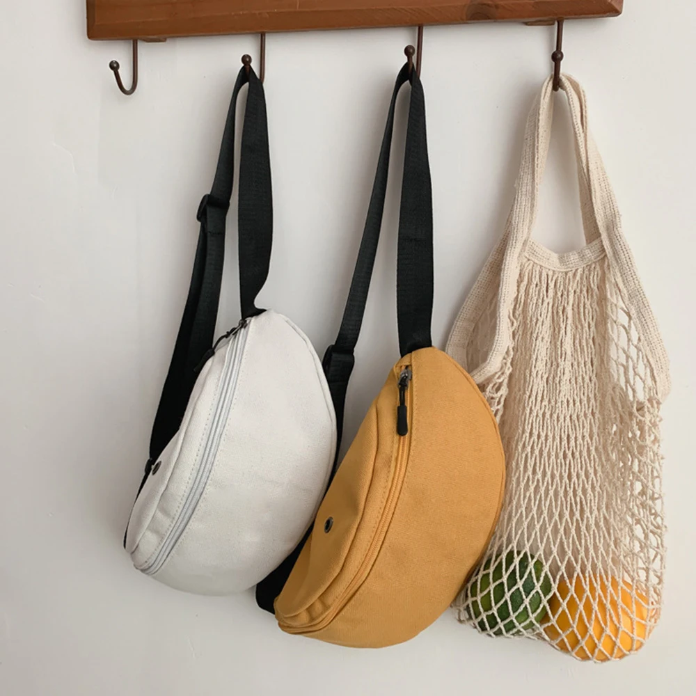 Популярная Женская поясная сумка холщовая нагрудная через плечо на молнии с