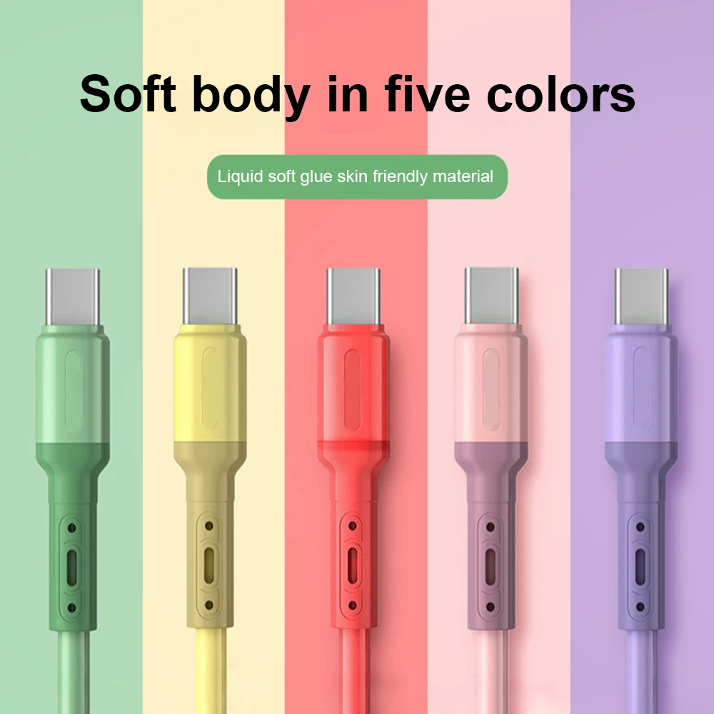 

Charging Cable Liquid Silicone for iPhone Android Phone Quick Charge Type-C Micro USB Data Cord for Huawei