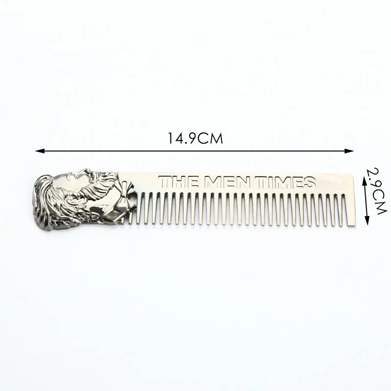 

1PC Men Barber Styling Metal Comb Stainless Steel Men Beard Comb Mustache Care Shaping Tools Silver Hair Comb