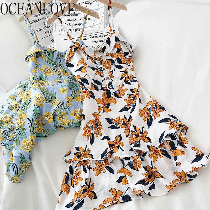 Женское платье с цветочным принтом OCEANLOVE миди трапециевидной формы в Корейском