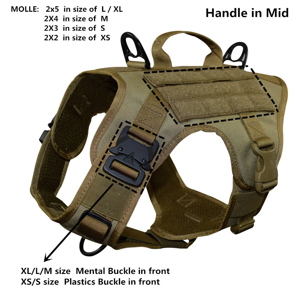 MXSLEUT водонепроницаемый 1050D нейлон Molle система тактическая дрессировка для собак Военная жгут для собак охотничий жилет для собак Полицейская собака K9 жгут - Цвет: Hand in MID Tan