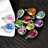 5pcs 31x18x5mm hot sale jewelry crystal glass real dried flower drop necklace pendant necklaces for women m7 25