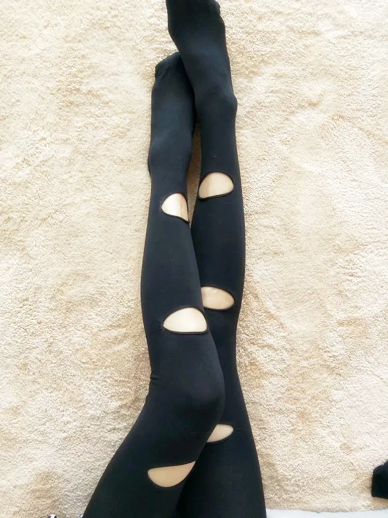 

Sexy Open Crotch Pantyhose Japanese Trendy Stitching Ripped Beggar Pants Anti-Snagging Jumpsuit Female