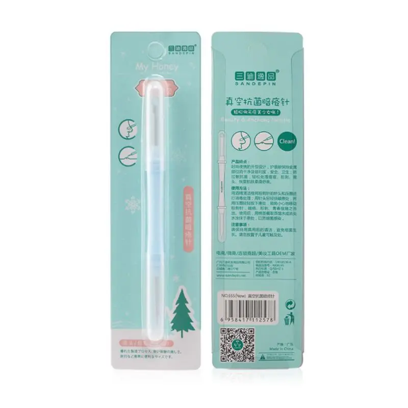 

2 In 1 Stainless Steel Looped Double-End Blackhead Remover Needle Acne Tweezer Comedo Pimple Extractor Makeup Tool With Cover