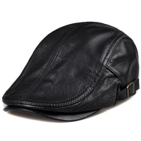 outdoor unisex genuine leather duckbill boina thin berets hats for menwomen leisure blackbrown 54 61cm fitted cabbie bonnet