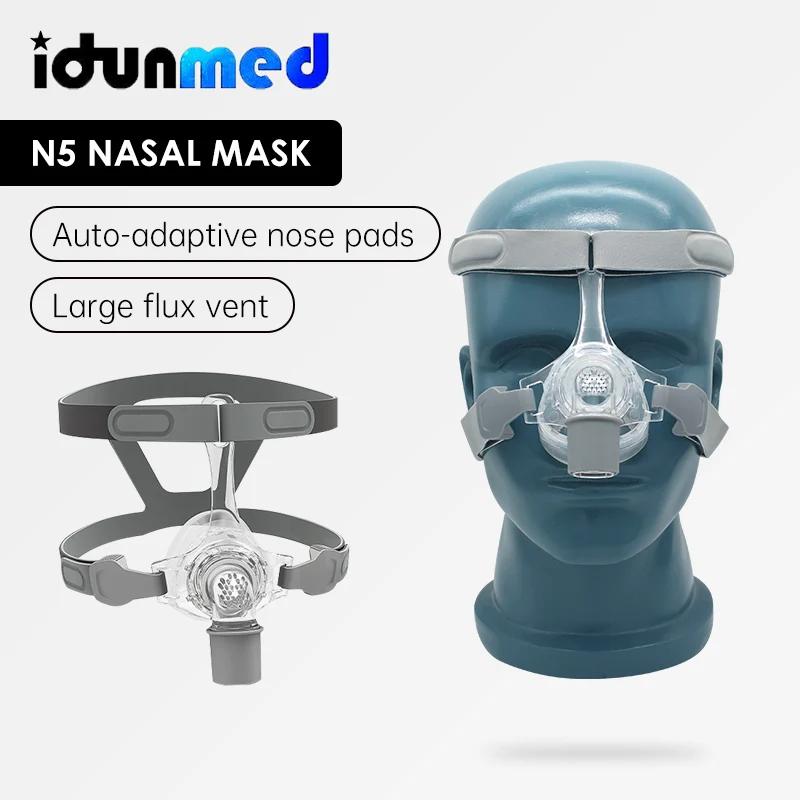 

BMC CPAP Snoring Mask Nasal Respirator N5 With Adjustable Headgear Clips For Medical Breathing Machine Ventilator Sleeping Apnea
