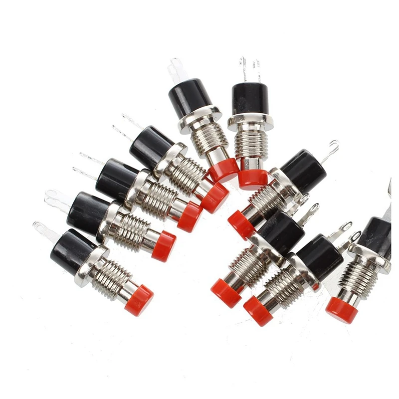 10Pcs Red Cap SPST Momentary Mini Pushbutton Switch & 5 Pcs Flashlight Cylindrical 3 X AAA Battery Plastic Holder Box |