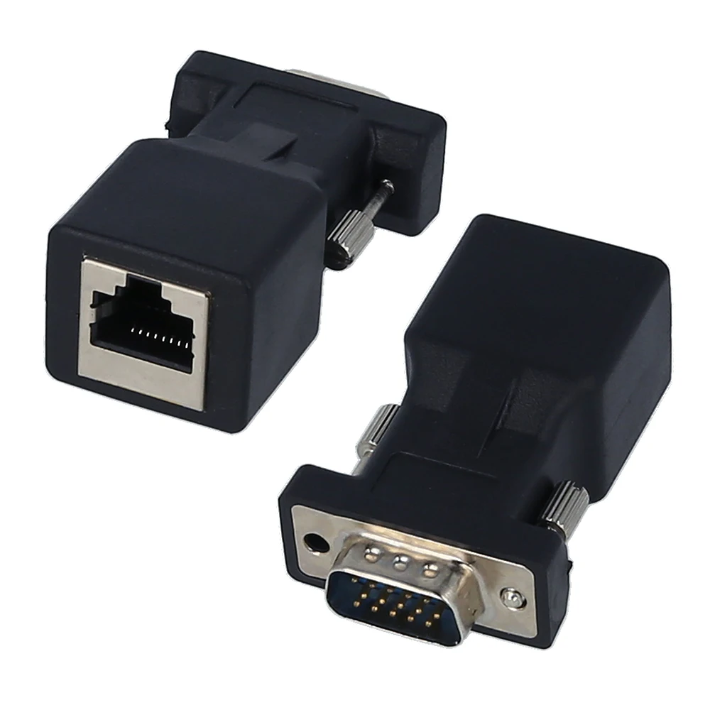 Адаптер VGA к RJ45 2 шт. Переходник папа Ethernet-порт конвертер CAT5e CAT6 сетевой Кабельный